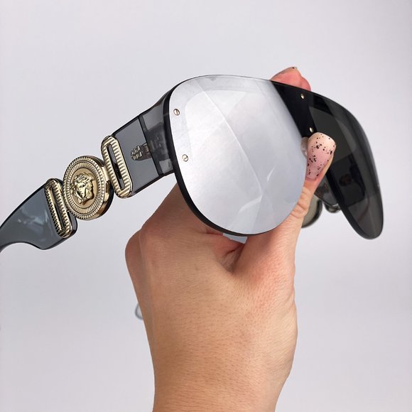 Versace VE4391 311/6G Sunglasses Clear Gray Silver Mirrored Shield Unisex main image 10
